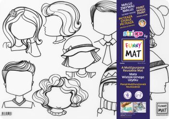 Transparentna mata Strigo by Funny Mat Twarze 48 x 33,5 cm + flamastry
