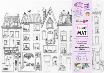 Transparentna mata Strigo by Funny Mat Budynki z Kotami 48 x 33,5 cm + flamastry