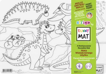 Transparentna mata Strigo by Funny Mat Dinozaury 25 x 35 cm + flamastry