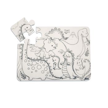 Białe Puzzle Strigo by Funny Mat Puzzle Dinozaury 25 x 19 cm + flamastry
