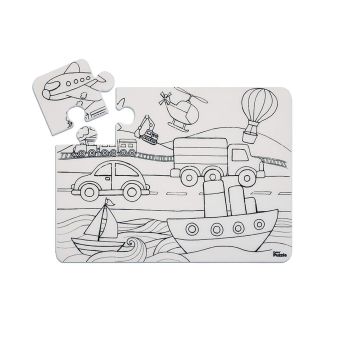 Białe Puzzle Strigo by Funny Mat Puzzle Pojazdy 25 x 19 cm + flamastry