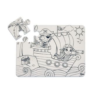 Białe Puzzle Strigo by Funny Mat Puzzle Wyspa Piratów 25 x 19 cm + flamastry