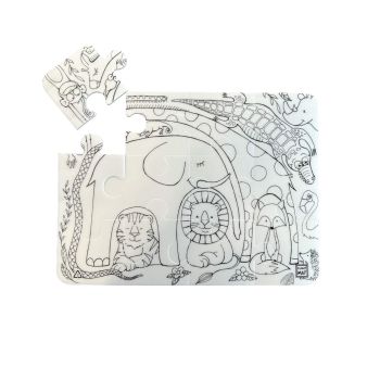 Białe Puzzle Strigo by Funny Mat Puzzle Cute Friends 44 x 37 cm + flamastry