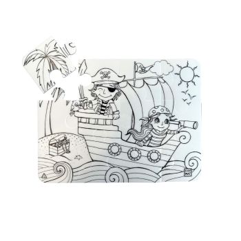 Białe Puzzle Strigo by Funny Mat Puzzle Wyspa Piratów 44 x 37 cm + flamastry