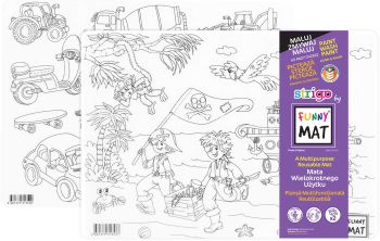 Zestaw 2 szt. Transparentna mata Strigo by Funny Mat Piraci + Pojazdy 25 x 35 cm + flamastry