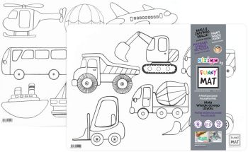 Zestaw 2 szt. Transparentna mata Strigo by Funny Mat Pojazdy + Ciężarówki 33,5 x 48 cm + flamastry