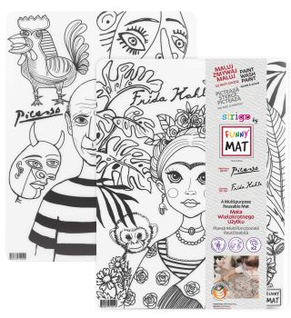 Zestaw 2 szt. Transparentna mata Strigo by Funny Mat Picasso + Frida 30 x 40 cm + flamastry