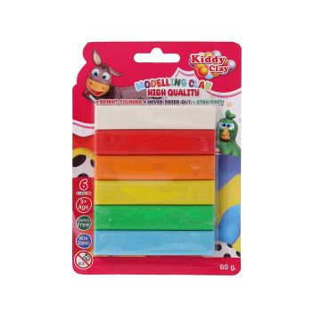 Plastelina prostokątna Kiddy Clay w 6 klasycznych kolorach