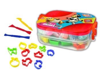 Zestaw Kiddy Clay 7 plastelin + 10 foremek +  narzędzia w skrzyneczce