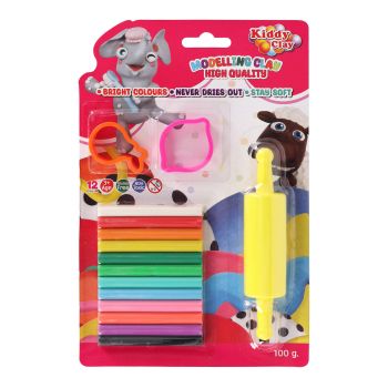Zestaw Kiddy Clay 12 plastelin + 2 foremki + wałek