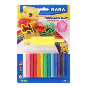 Zestaw plastelin NARA 12 kolorów + 4 foremki + wałek