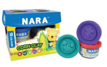 Zestaw plastelin kukurydzianych NARA 12 kolorów w kubkach