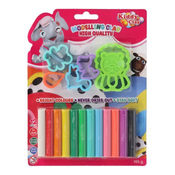 Zestaw Kiddy Clay 12 plastelin + 5 foremek