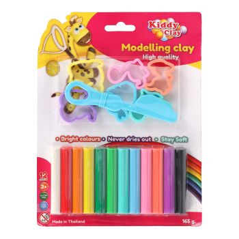 Zestaw Kiddy Clay 12 plastelin + 6 foremek + nożyk