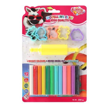 Zestaw Kiddy Clay 12 plastelin + 5 foremek + wałek
