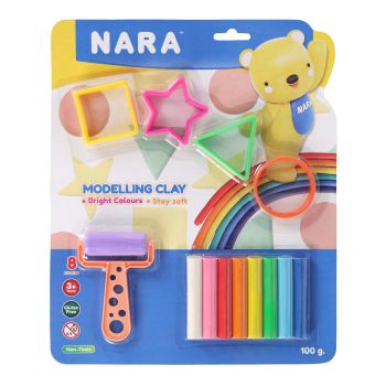Zestaw plastelin NARA 8 kolorów  + 4 foremki + roler