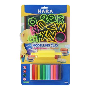 Zestaw plastelin NARA 12 kolorów + foremki litery N-Z + wałek