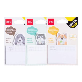 Notes samoprzylepny Deli A55902 lisek/kotek/piesek 25 kartek