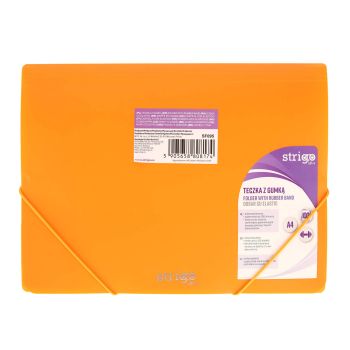 Teczka z gumką PP A4 STRIGO, neonowa pomarańczowa