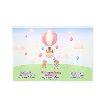 Kolorowy blok rysunkowy barwiony w masie STRIGO A4-20 kartek 80g "Kapibara Balon"
