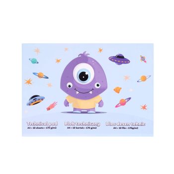 Blok techniczny STRIGO A4/10 kartek 170g Stworek