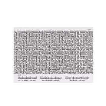 Blok techniczny biały STRIGO A4 biały 10 kartek 240g Labirynt