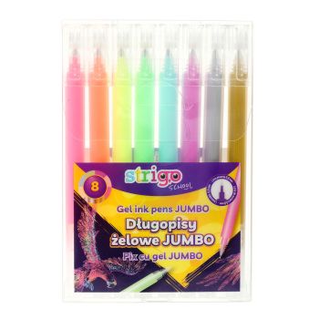 Długopisy żelowe Jumbo Strigo 8 kolorów