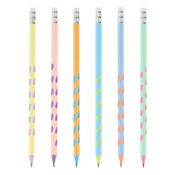 Plastikowy ołówek z wgłębieniami Strigo HB z gumką