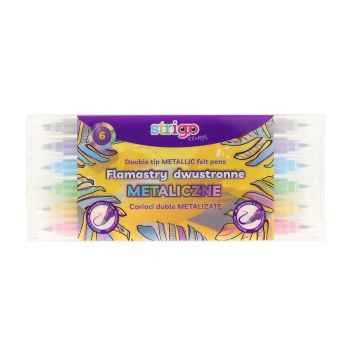 Dwustronny metaliczny flamaster Strigo w 6 kolorach