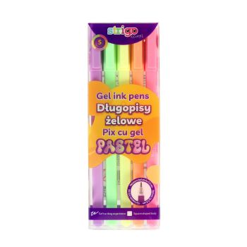 Długopisy żelowe Strigo w 5 pastelowych kolorach