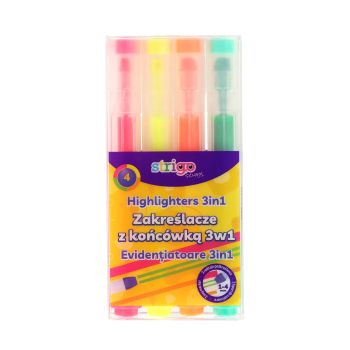 Zakreślacz Strigo ze specjalną końcówką 3w1 w 4 kolorach