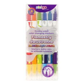Flamastry dwustronne Strigo zmieniające kolor 2w1