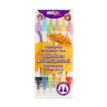 Zakreślacz i cienkopis Strigo 2w1 w 6 kolorach