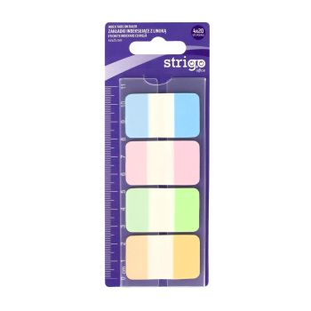 Zakładki indeksujące STRIGO 42x25, z linijką 4 kolory, 80 kartek