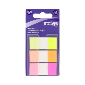 Zakładki indeksujące STRIGO 45x20 z linijką 3 kolory, 60 kartek