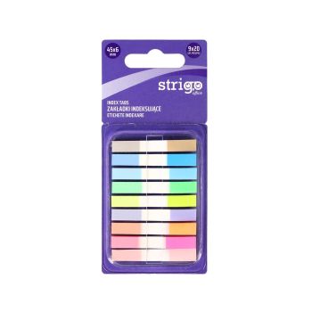 Zakładki indeksujące STRIGO 45x6, 9 kolorów, 180 kartek