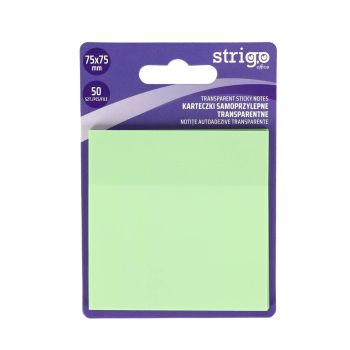 Przezroczyste karteczki samoprzylepne Strigo 75x75  50 kartek jasnozielone