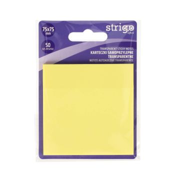 Przezroczyste karteczki samoprzylepne Strigo 75x75 50 kartek jasnożółte