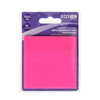 Przezroczyste karteczki samoprzylepne Strigo 75x75 50 kartek neonowe różowe