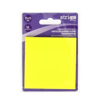 Przezroczyste karteczki samoprzylepne Strigo 75x75 50 kartek neonowe żółte
