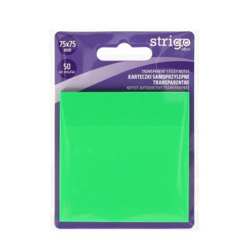 Przezroczyste karteczki samoprzylepne Strigo 75x75 50 kartek neonowe zielone