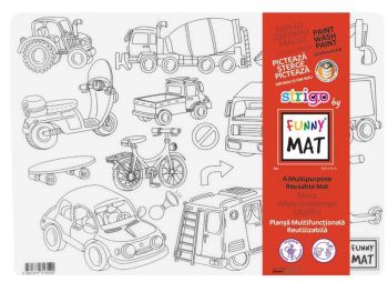 Transparentna mata Strigo by Funny Mat Pojazdy 25 x 35 cm + flamastry
