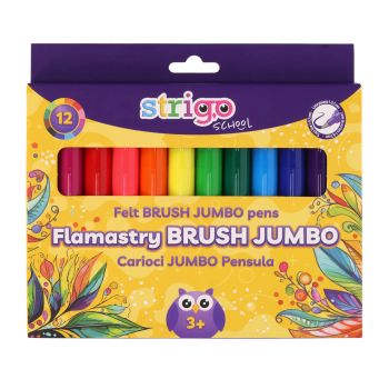 Flamastry Strigo Jumbo z końcówką brush 12 kolorów